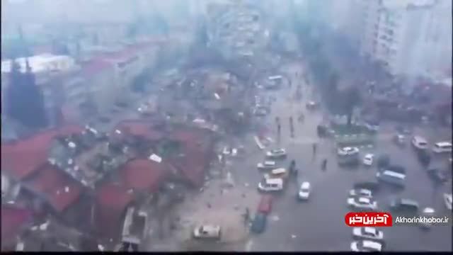 تصاویر هوایی از وضعیت فاجعه‌بار ساختمان‌ها در ترکیه پس از زلزله | ویدیو