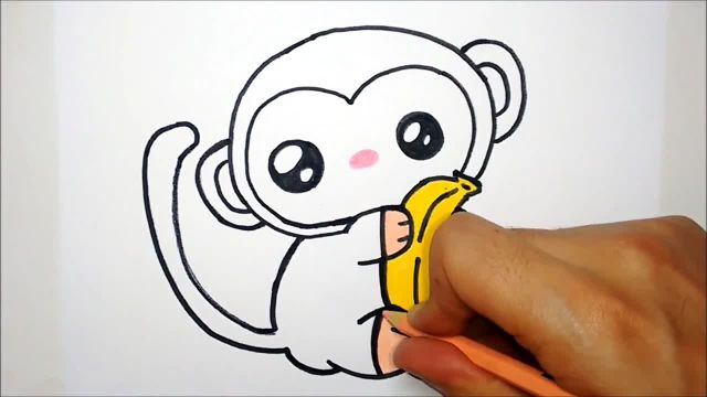 آموزش نقاشی میمون کیوت و ساده برای کودکان