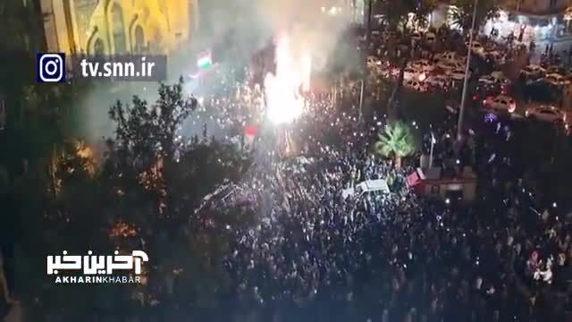 شادی مردم تهران در پی پیروزی مقاومت فلسطین