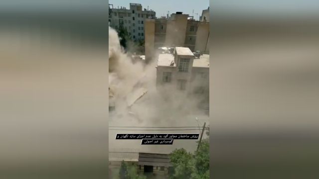 تصویر هولناک از ریزش ساختمان در تبریز و له شدن پراید