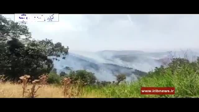 تصویری از آتش سوزی جنگل‌ های مریوان