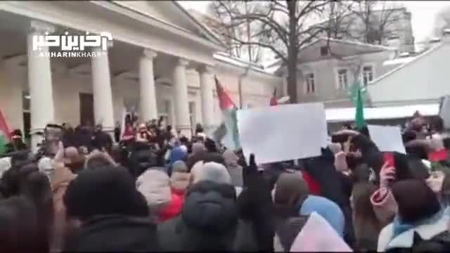 تجمع اعتراضی مردم روسیه در روز جهانی همبستگی با فلسطین