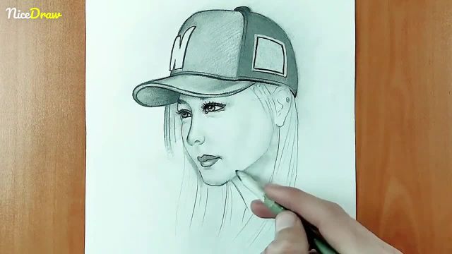 آموزش نقاشی یک دختر با کلاه برای مبتدیان | آموزش زیباسازی گرافیکی دختر