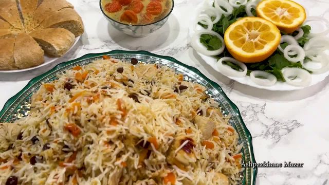 طرز تهیه  مرغ پلو افغانی با دیگ بخار با مزه خاص
