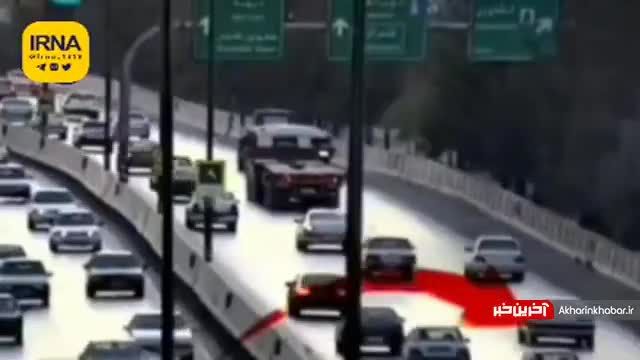تصادف وحشتناک یک خودرو در اتوبان به دلیل لایی کشیدن | ویدیو