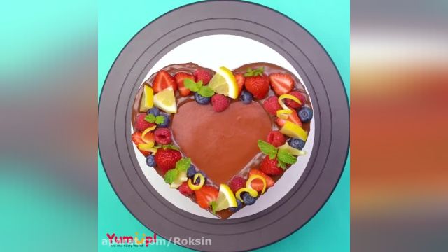 ایده دیزاین کیک شکلاتی قلبی زیبا و جذاب