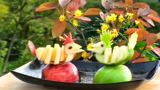 اموزش میوه ارایی با سیب | تزئین سیب با هنر میوه آرایی