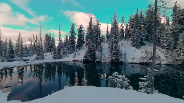 مناظر زمستانی دریاچه آبی، پارک ملی کاسکید شمالی | آرامش طبیعت مجازی