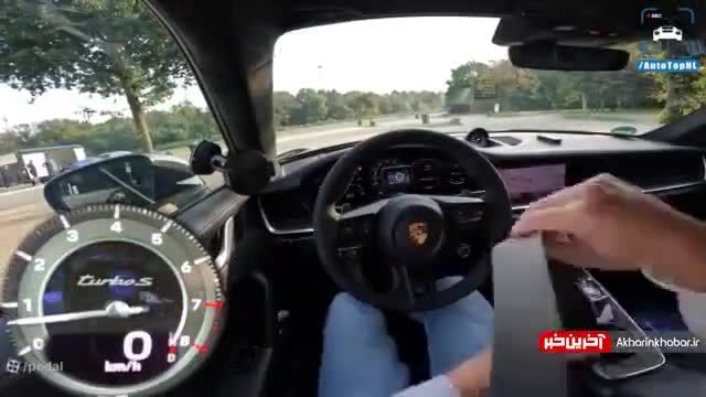 رانندگی با پورشه 911 توربو S تیونینگ شده در اتوبان | ویدیو