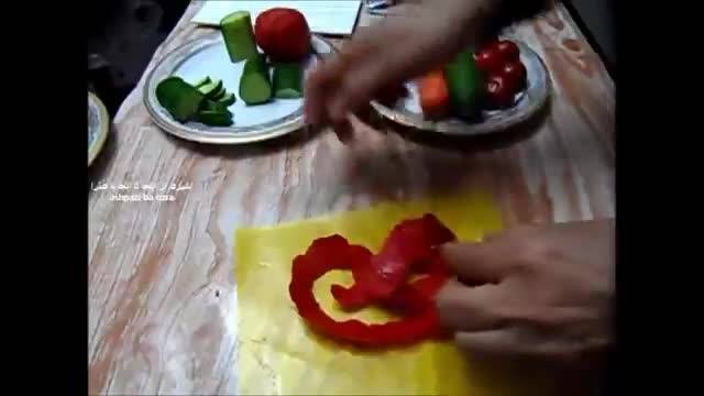 آموزش سبزی آرایی با گوجه و خیار