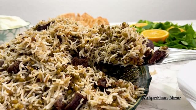 طرز تهیه ماش پلو با گوشت به دیگ بخار خوشمزه و بی نظیر به روش افغانی