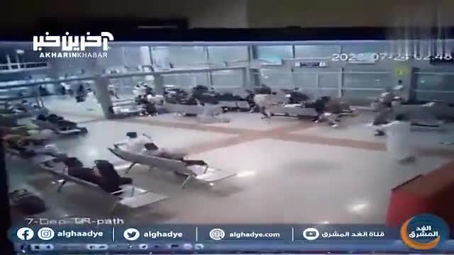 فرودگاه یمن | ریزش نمای شیشه‌ای فرودگاه عدن