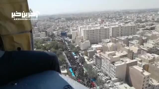 تصاویر هوایی از پیاده‌ روی جاماندگان اربعین در تهران