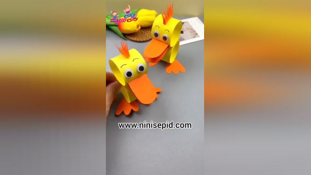 کاردستی جوجه اردک با کاغذ رنگی