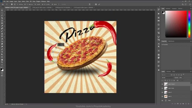 نحوه ایجاد پست تبلیغاتی پیتزا در فتوشاپ