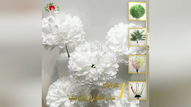 لیست سر گل مصنوعی داوودی سفید رنگ پارچه ای| فروشگاه ملی