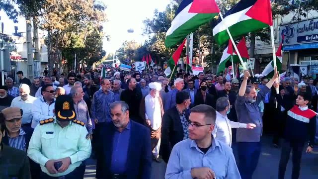 خروش مردم خمین در حمایت از مردم بی‌ دفاع فلسطین