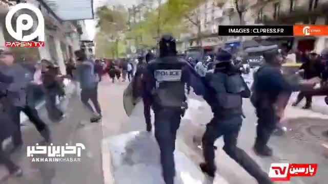 حمله پلیس به تظاهرات فرانسوی‌ ها در حمایت از مردم فلسطین