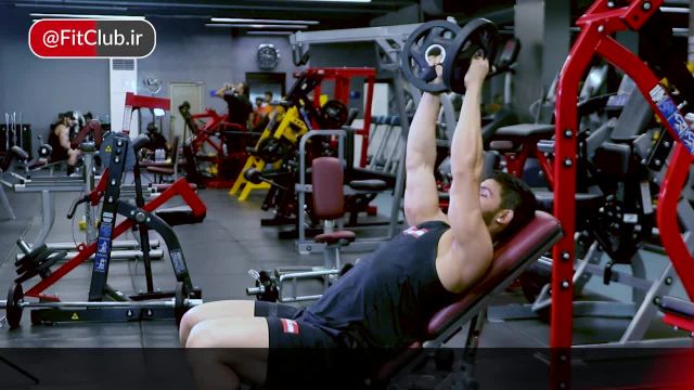 آموزش حرکت ورزشی پشت بازو صفحه جفت چرخشی (میز شیب دار)