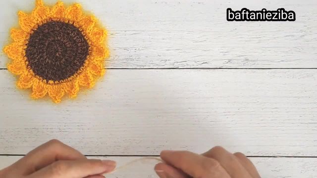 آموزش بافت ساده ترین اسکاج ظرفشویی گل آفتابگردان با قلاب