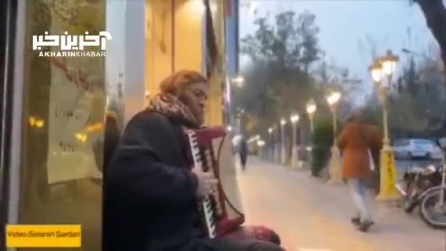 نمایش هنری شگفت‌انگیز نوازنده آکاردئون 41 ساله در میدان ونک تهران
