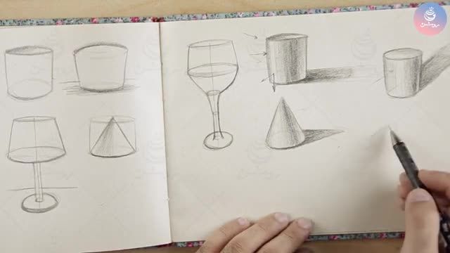 آموزش مبانی طراحی استوانه با مداد و روش سایه زدن آن