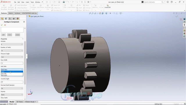 آموزش نرم افزار سالیدورکس 2023 - طراحی انواع چرخ دنده با استفاده از تولباکس