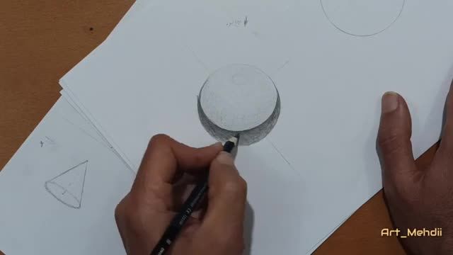 طراحی احجام هندسی : آموزش سایه زدن کره با مداد قسمت 2
