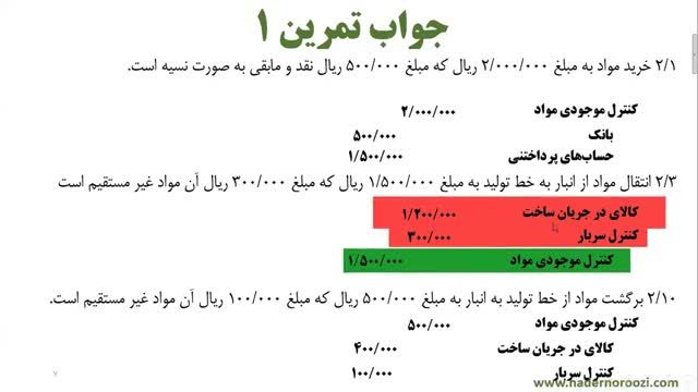 آموزش ثبت های حسابداری صنعتی مربوط به ثبت مواد | جلسه 16