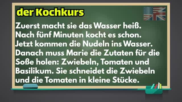متن آلمانی der Kochkurs با ترجمه فارسی | داستان زبان آلمانی سطح A2 | قسمت 26