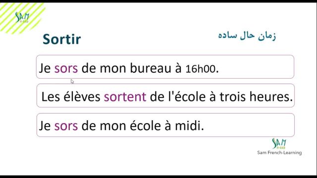 صرف فعل خارج شدن (Sortir) در زمان حال ساده و گذشته با مثال | آموزش زبان فرانسه