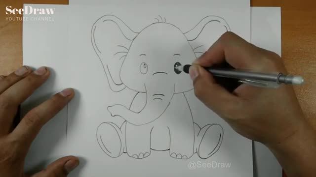 آموزش نقاشی فیل کوچولو ساده و فانتزی | آموزش نقاشی حیوانات