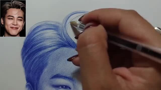 آموزش طراحی با خودکار: کشیدن چهره پارک جی مین از گروه BTS
