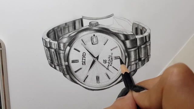نقاشی هایپررئال ساعت مچی با ماژیک و مداد رنگی + طرز سایه زدن