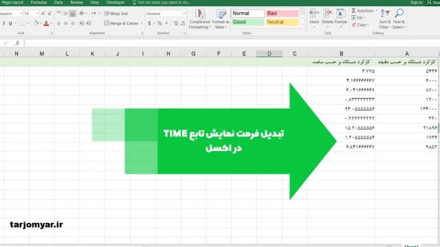 چطور عدد یا دقیقه در اکسل را به ساعت  تبدیل کنیم ؟