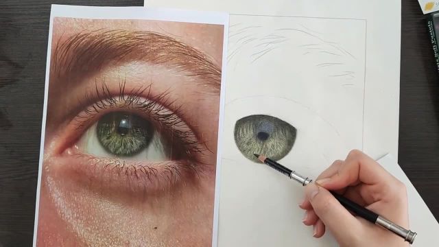 نقاشی با مداد رنگی | آموزش گام به گام طراحی چشم | بخش 2