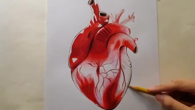 آموزش قلب هایپررئال با ماژیک و مداد رنگی