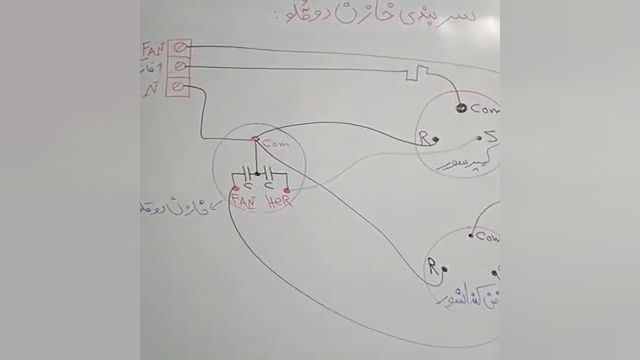 دوره رایگان تعمیرات و نصب کولر گازی | نحوه سربندی خازن 2 قلو به کمپرسور و فن کندانسور