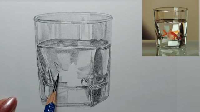 آموزش طراحی با مداد سیاه | لیوان شیشه ای