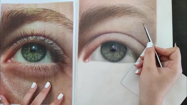 آموزش نقاشی با مداد رنگی | طراحی چشم | بخش 9