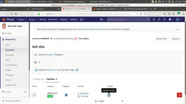 آموزش گیت لب (gitlab) رایگان - ایجاد ریپو در گیت‌ لب و نمایش اولین صفحه