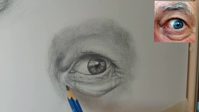 آموزش طراحی چشم فرد مسن با مداد (مبتدی تا پیشرفته)