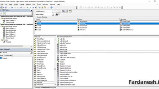 آموزش مقدماتی برنامه نویسی اکسل 2016 قسمت 4 - آشنایی با ابزار Object Browser