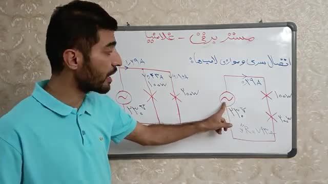 بررسی اتصال سری و موازی لامپ ها و وضعیت جریان مصرفی هر مصرف کننده