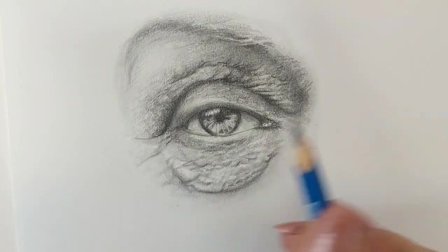 آموزش طراحی چشم خانم مسن (مبتدی تا پیشرفته)