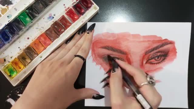 آموزش نقاشی | طراحی چشم با تکنیک آبرنگ