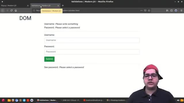 آموزش پروژه محور جاوا اسکربپت قسمت 76 - نوشتن اعتبار سنجی فرم پسورد