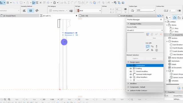 آموزش رایگان آرشیکد - تهیه نقشه فاز 2 با ابزار پروفایل منیجر در ArchiCAD