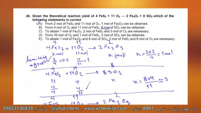 استوکیومتری به زبان ساده - روش حل مسائل استوکیومتری شیمی آیمت IMAT ایتالیا