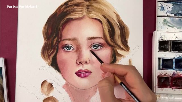 آموزش پرتره آبرنگ | آموزش ساده نقاشی چهره با آبرنگ